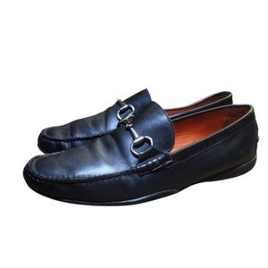Peter Millar Black Leather Silver Horsebit Driving Shoe Loafer Men's Size 9